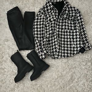 Missguided black houndstooth brushed back oversized shacket